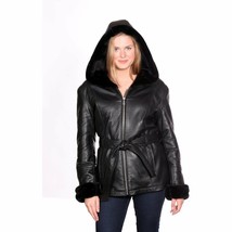 Christian NY Women&#39;s Shawl-Collar Hooded Leather Coat - £145.71 GBP