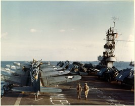 SBD Dauntless and F4F Wildcat planes aboard USS Santee ACV-29 WWII Photo Print - £6.93 GBP+