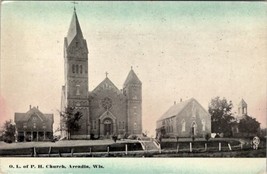 Arcadia Wisconsin Our Lady of Perpetual Healing Church 1921  Postcard X1 - £7.10 GBP