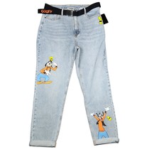 Disney Jeans Womens Size 15 Goofy Silder Belt Mom Jean Light Wash Blue D... - $36.08