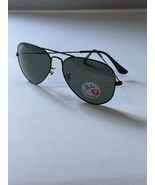 Ray Ban Sunglasses Aviator RB3025 002/58 Black Frame G15 Green POLARIZED... - $1,860.32 MXN