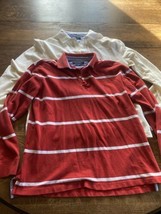 Tommy Hilfiger Polo Shirt Mens Large White And Red White Long Sleeve Lot Of 2 - £37.38 GBP