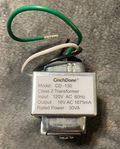 CinchDone Model CD-130 Class 2 Transformer 120V Input 16V Output - $14.96