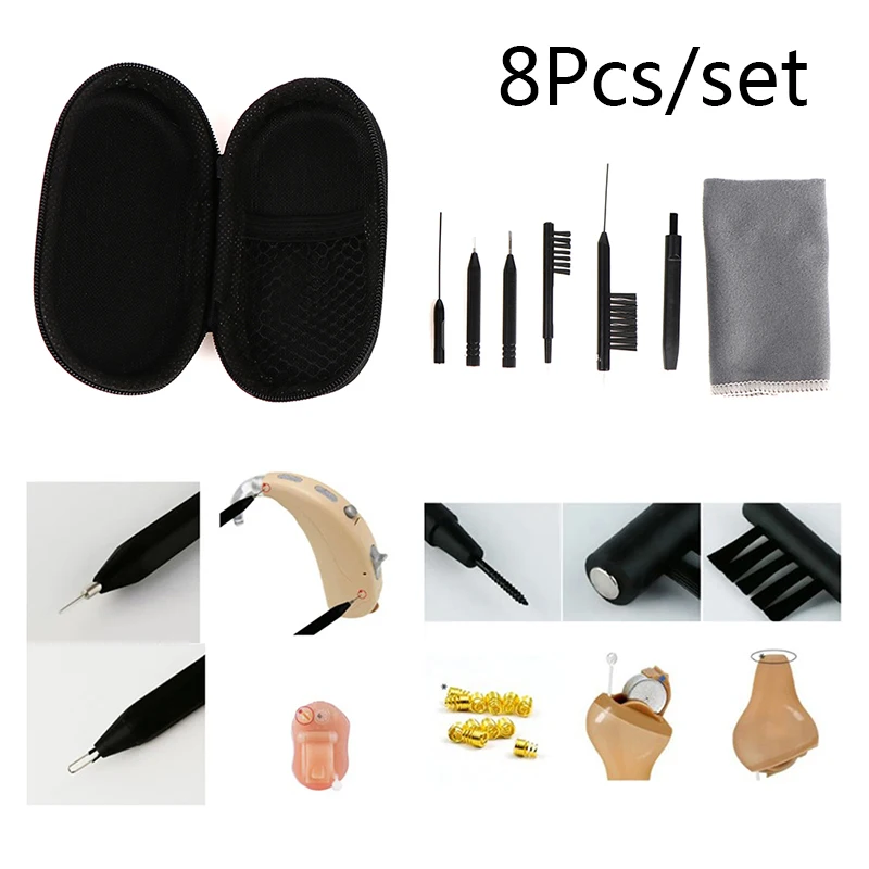 8pcs Hearing Aid Cleaning Tools Practical Brush Vent Cleaner Wire  Loop Kit Hear - $46.93