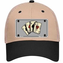 Four Aces Cards Novelty Khaki Mesh License Plate Hat - £21.67 GBP