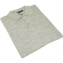 Mens PRINCELY Soft Merinos Wool Sweater Knits Lightweight Polo 1011-40 Silver image 3