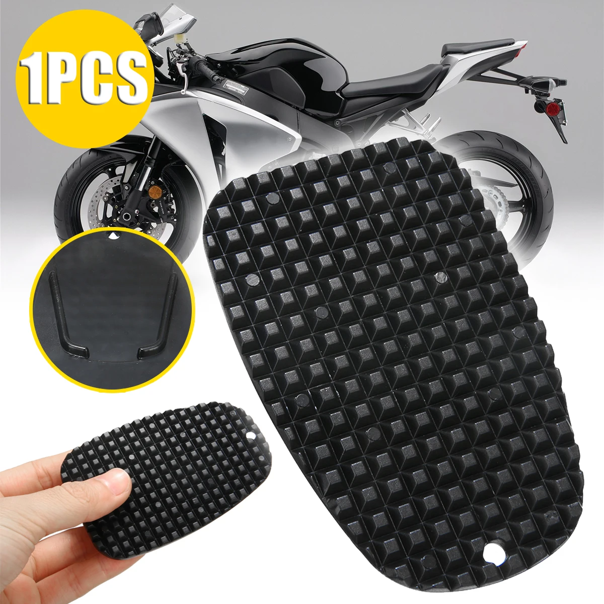 Mayitr Black Motorcycle Plastic Kickstand Side Kick Stand Pad Plate Base... - $13.85