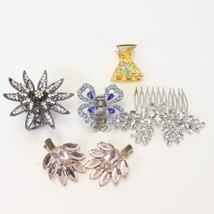 Hair Clips Fashion Jewelry Lot of 5 Sliver Gold Blue  - £12.59 GBP