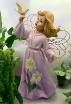 Summer Angel Fairy with Dove Floral Lavender Gown Carved Style Peace Serenity - £22.76 GBP