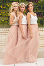 Blush Pink Maxi Tulle Skirt Wedding Bridesmaid Custom Plus Size Tulle Skirt image 1