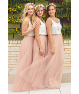 Blush Pink Maxi Tulle Skirt Wedding Bridesmaid Custom Plus Size Tulle Skirt - $58.99+