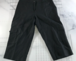 Chico&#39;s Culottes Womens 1.5 Black Cropped Straight Leg Linen Cargo Pockets - $22.76