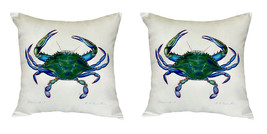 Pair of Betsy Drake Blue Crab - Male No Cord Pillows 18 Inch X 18 Inch - £63.30 GBP