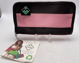 Maggie Bags Seat Belt Wallet Women Zip Around Clutch Pink Brown Bold Stripe NWT - £27.40 GBP