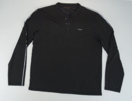 John Varvatos T Shirt Grey Size XL Henley Long Sleeve Shirt Reflective Trim - £17.90 GBP