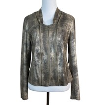 One Two Luxzuz Jacket Womens Medium Taupe Snake Retile Skin Full Zip Lig... - £31.22 GBP