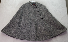 MAC Poncho Sweater Women Large Gray Tweed Wool Lined Pockets Asymmetrica... - $46.38