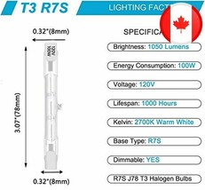 5 Pack Halogen Light Bulbs R7S 78mm T3 100W  J-Type 120V R7S For Floor L... - $12.80