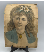 Picture Antique/Vintage Clara Color Portrait Fragil frayed 1856ish Unfra... - £10.96 GBP