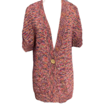 Coldwater Creek Womens Cardigan Sweater Purple Pink Marled Short Sleeve ... - £14.07 GBP