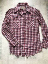 Vintage DEE CEE Ladies Western Shirt Red Plaid Sz 11 12 Pearl Snap Made ... - £22.62 GBP