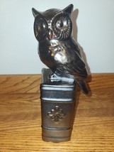 Vintage  Bronze Coated Ceramic Owl Perched On Book Bookend - $7.38