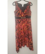 Tantrums Pink Orange Geometric Maxi Women&#39;s M Dress Beaded Accents EUC - £15.77 GBP