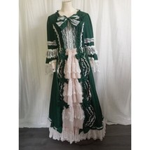 Victorian Ball Gown Green Renaissance Dress Costume Princess Ruffles Cos... - $81.69