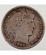 1908-S 50C Barber Half Dollar in Fine Condition, Natural Color - $129.24 CAD