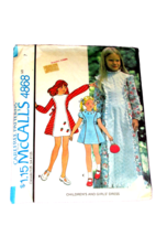 McCALL'S PATTERN 4868 girl's size 7 dress w/sleeves in 2 lengths  (sew drwr - $3.50