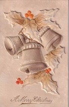 A Merry Christmas Holly Bells Heavily Embossed Germany Postcard B08 - £2.35 GBP