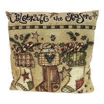 Celebrate The Season Decorative Throw Christmas Pillow 14&quot; Stockings Mantle - £14.43 GBP