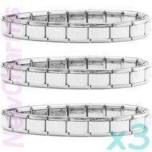 Three (3) Shiny Italian Charm Starter Bracelets Stainless Steel Y2K Jewelry - £10.22 GBP