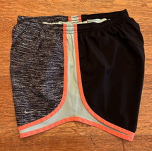 Nike DriFit Running Shorts Womens Medium Black Seafoam Orange Neon Brief Liner - £15.94 GBP
