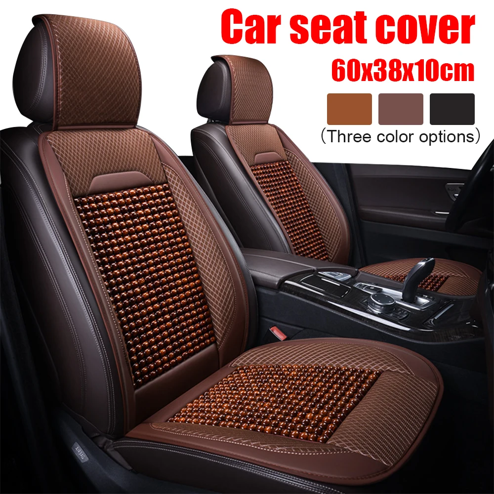 Car Seat Covers Breathable Summer Cooling Universal Beads Leather Bamboo Auto - £48.13 GBP