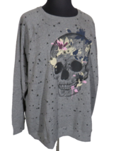 Torrid Gray Skull Splatter Sweatshirt Plus Size 3X - $34.99
