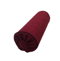 Red Wine Velvet Bolster Pillow, Decorative Button, Pipping, Classic 6x16&#39;&#39; - £43.15 GBP
