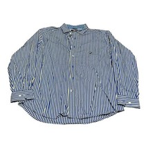 Nautica Long Sleeve Button Up Shirt Mens L Striped Blue Yellow 80s 2 Ply... - £22.06 GBP