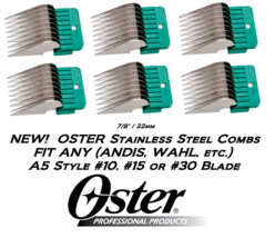 6 Oster Stainless Steel Blade Guide 7/8&quot; 22mm Comb*Fit A5,A6,Andis Agc Clipper - £23.59 GBP