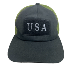 USA Baseball Hat Cap Mesh Back Adjustable Green Black American Flag - £28.10 GBP