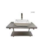 Weathered White Washed Oak Finish Wood and Porcelian Vessel Sink  Floati... - $739.51 CAD