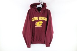 Vtg Mens Medium Faded Central Michigan University Spell Out Hoodie Sweatshirt - £46.94 GBP