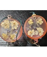 Vintage Pressed Dried Flower Glass Ornament Ball Lighted Decoupage Lot Of 2 - €17,02 EUR