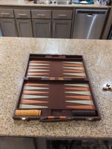 Vintage Maxam Backgammon Board Marbled Black &amp; Butterscotch Chips comple... - $148.49