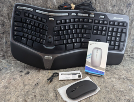  Works Microsoft Natural Ergonomic USB Keyboard 4000 v1.0 + New BT Mouse - £40.87 GBP