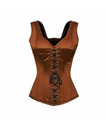 Brown Corset with Shoulder Straps Front Lace Gothic Halloween Costume Ov... - £39.30 GBP