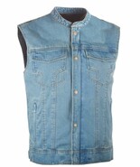 HIGHWAY 21 Iron Sights Club Denim Motorcycle Vest, Blue, Large - $137.81 CAD
