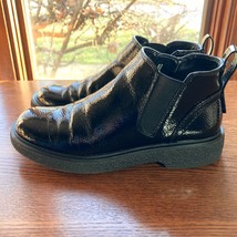 Franco Sarto Ankle Boot Womens 6 Jellisa Black Patent Leather Side Zip Shoe - £15.80 GBP