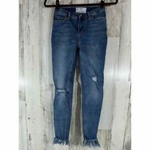 Free People Womens Skinny Ankle Jeans Size 25 Distressed Frayed Hem Low Rise - £22.07 GBP
