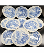 11 Wedgwood Countryside Blue Dinner Plate Set Vintage Enoch Dish England... - $112.73